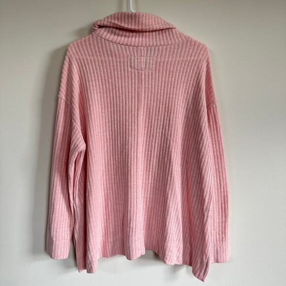 Anthropologie Maeve Cowl Neck Sweater Ribbed Knit Preppy Pink Womens MEDIUM - Picture 9 of 13